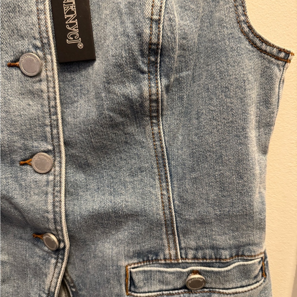 Blank NYC Light Blue Denim Vest Size Small - Picture 2 of 2